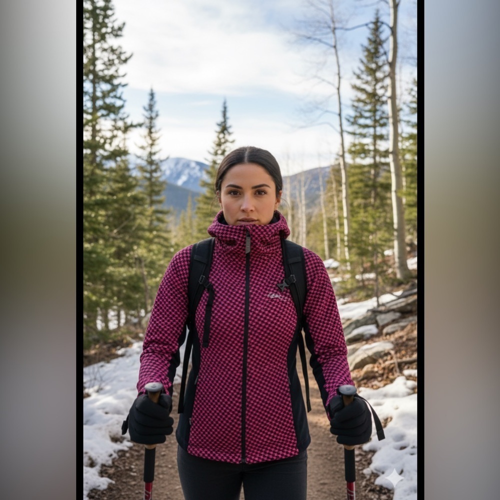 Lululemon Athletica Pink and Black Ski & Snow Jacket with High-Neck Collar